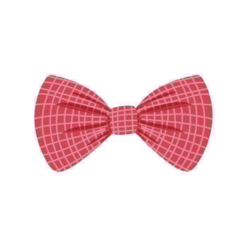 Holiday red bow in flat design. Checkered tied decoration knot for gift. illustration isolated. vector