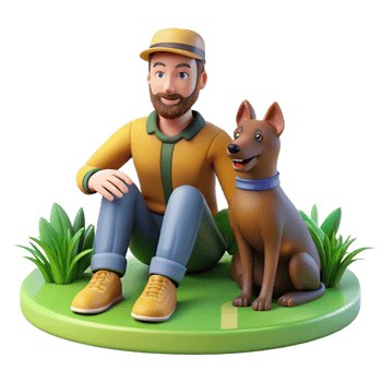 Man Sitting with His Pet Dog png