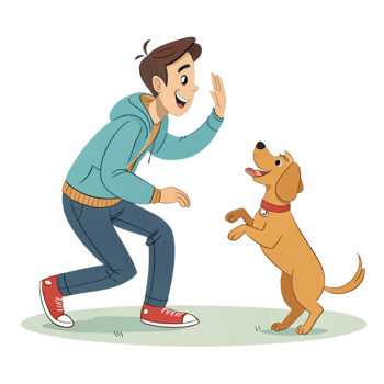 Man with Dog in Urban Style png