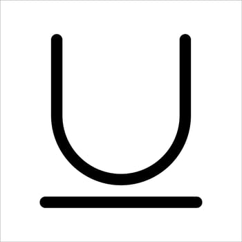 A black and white icon of a u vector