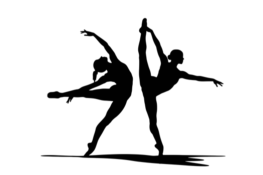Silhouettes of two ballet dancers cutouts png