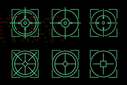 a set of green crosshairs on a black background vector