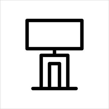 A black and white icon of a television on a stand vector