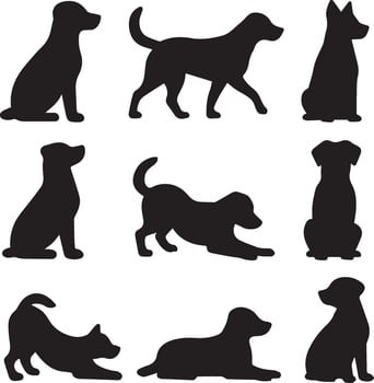 set of dog silhouettes vector