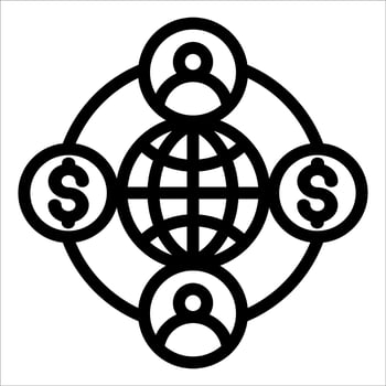 The globe with people around it and money vector