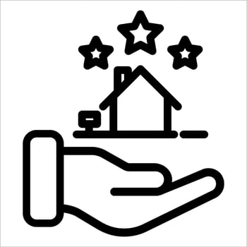 A hand holding a house with stars in the sky vector