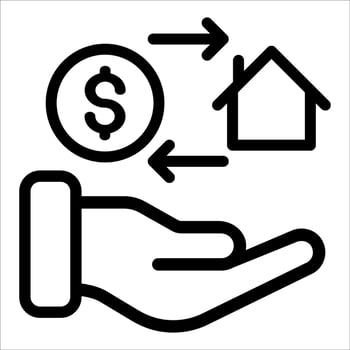 A hand holding a dollar sign and a house with a dollar sign vector
