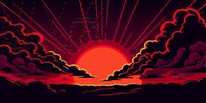 Red Sunset Cloudscape Illustration vector