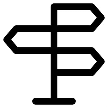 A unique black and white sign with arrows pointing in different directions vector