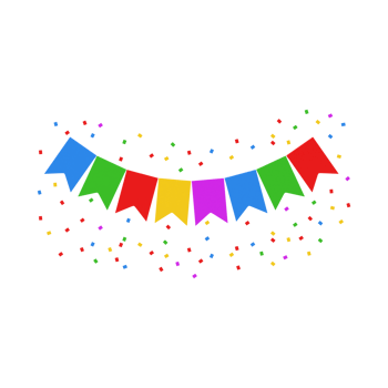 Colorful party banners isolated on transparent background png