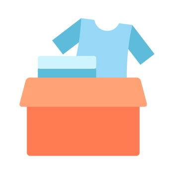 A box with clothes and a t - shirt inside png