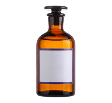 Amber Glass Bottle with Blank Label for Scientific or Pharmaceutical Use png