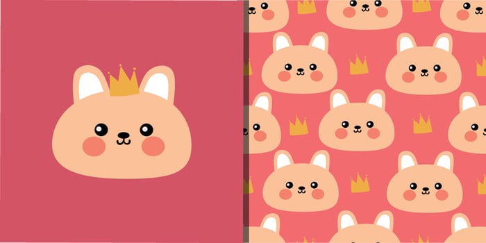 Card and pattern of cartoon cute bunny. card and wallpaper for fabric print, gift wrap paper vector