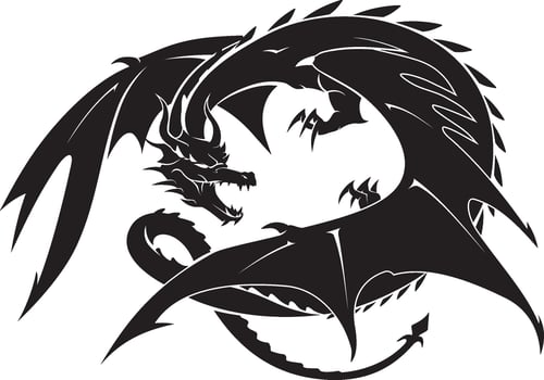 Dragon Guarding and Crouching vector