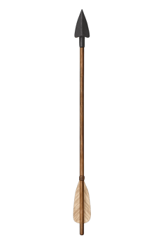 Traditional Wooden Arrow with Metal Tip Isolated on Transparent Background, png