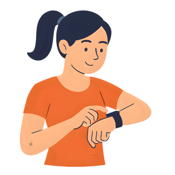 Girl checking smartwatch with transparent background modern lifestyle digital tech indoor environment close-up view for trendy insights png