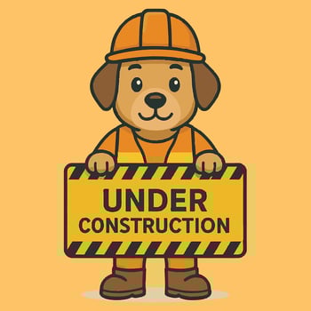 A cartoon dog holding a construction sign vector