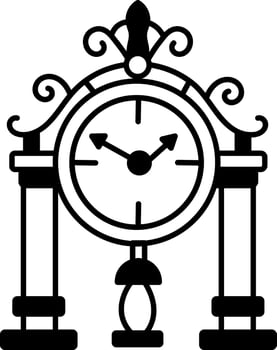 Doodle style icon showing a vintage clock with pendulum vector