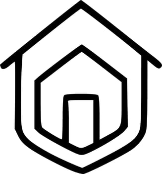 A house icon with a door and a window vector
