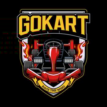 Go Kart sport racing red color from front view emblem illustration vector