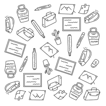 line Set of Hand Drawn Education and Learning Related Doodle Style Icons vector