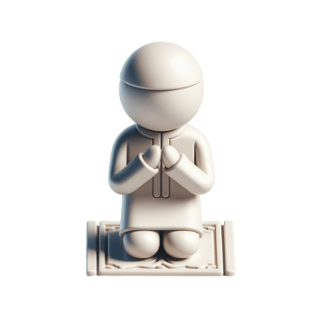 A white figurine of a man praying on a rug png