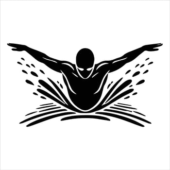 Swimmer Action Illustration in Sports Silhouette Design vector