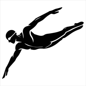 Sporty Swimming Race Art with Swimmer Clipart vector