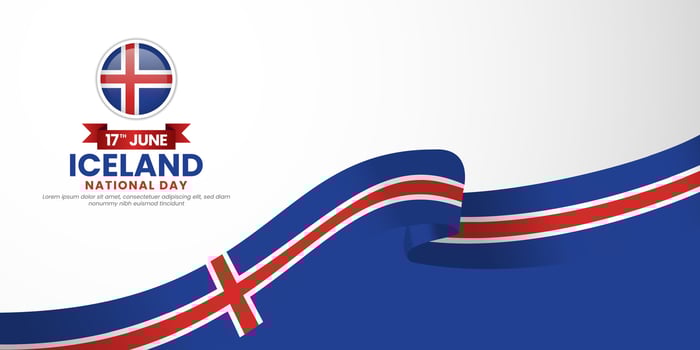 Iceland national day background 17 June design element with realistic waving flag vector