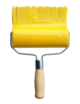 Paint roller with yellow paint isolated on transparent background png