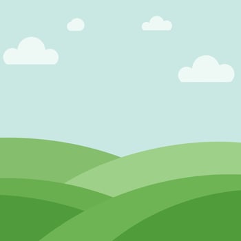 Green Hills Landscape Cartoon Field and Sky. vector