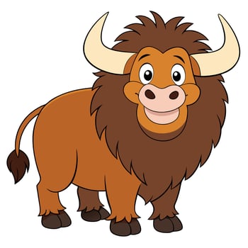 Cartoon buffalo illustration adorable animal artwork for childrens content design vector