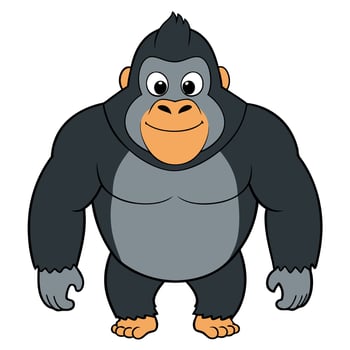 Cartoon gorilla illustration full body standing isolated on white background vector