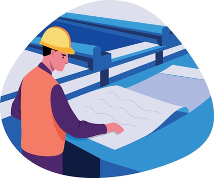 A flat style illustration of an industrial worker vector