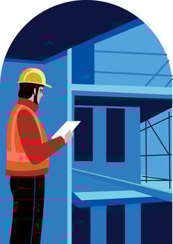A flat style illustration of a construction manager vector