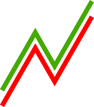 Red and green graph growing uptrend icon png