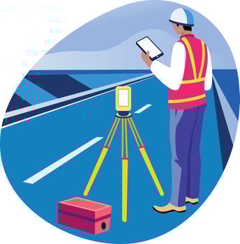 Road surveying engineer illustration in flat style vector