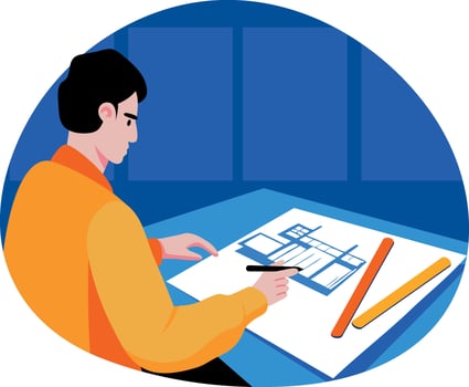 A flat style illustration showing an architect prototype vector
