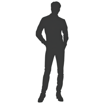 A silhouette of a man standing in a suit png