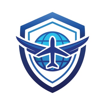 Protective logo representing an aviation safety organization focused on enhancing global air travel security and accident prevention vector