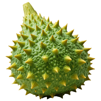A close up of a green fruit with spikes png