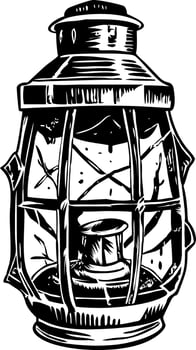 A vintage style illustration of oil lantern vector