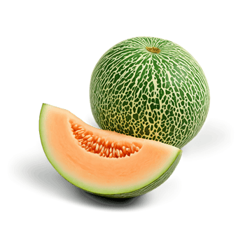 A melon is cut in half and a slice is cut in half png