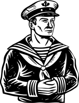 A vintage style illustration of a sailor character vector