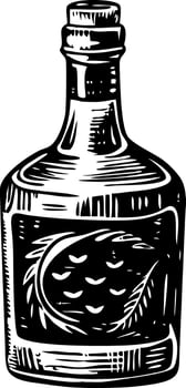 A vintage style illustration of a rum bottle vector