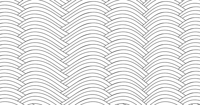 Geometric Seamless wave pattern black lines texture vector