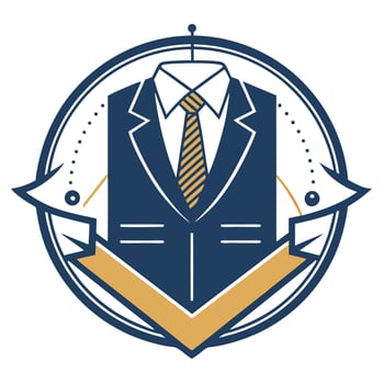 Precise minimalist logo design for custom tailoring services highlighting elegant suit and craftsmanship in modern style vector