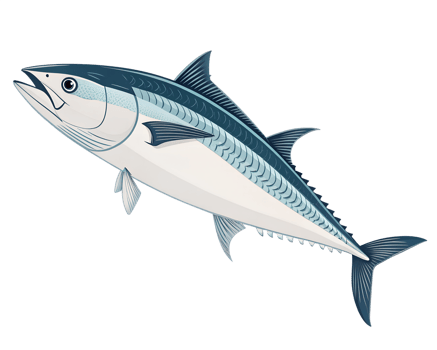 3D Illustration, Minimalistic Kingfish swimming, isolated on a transparent background png