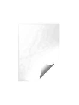 Square sheet of blank white paper with the bottom right corner curled up gently png