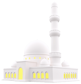 Elegant White Mosque with Dome and Minaret png